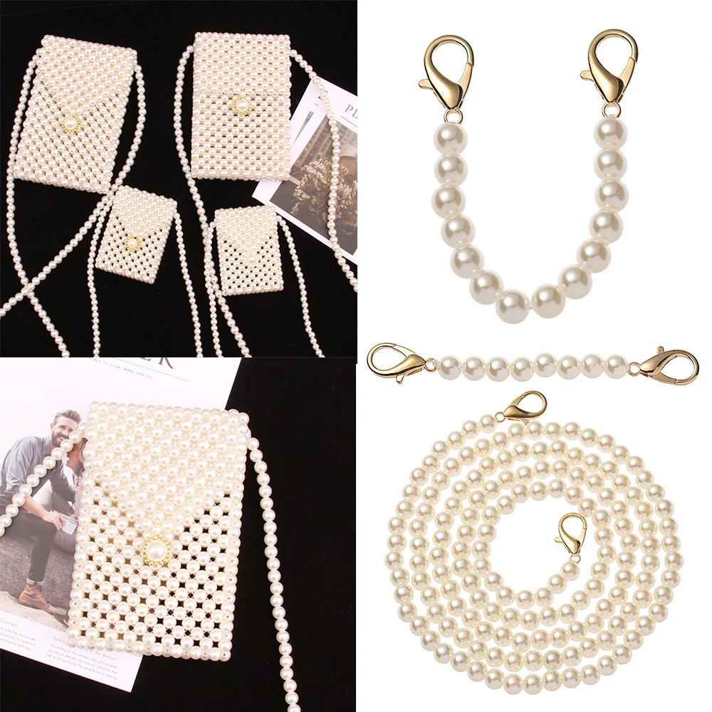 14 Sizes Pearl Belt Accessories DIY purse Replacement Long Beaded Chain Bags Handbag Handles Pearl Strap