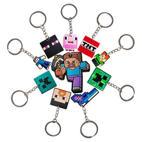 Minecraft Keychain Figure Toys Pixel Keychain My World Cartoon Creeper Doll Silicone Pendant MC Keyring Car Backpack Key Gifts