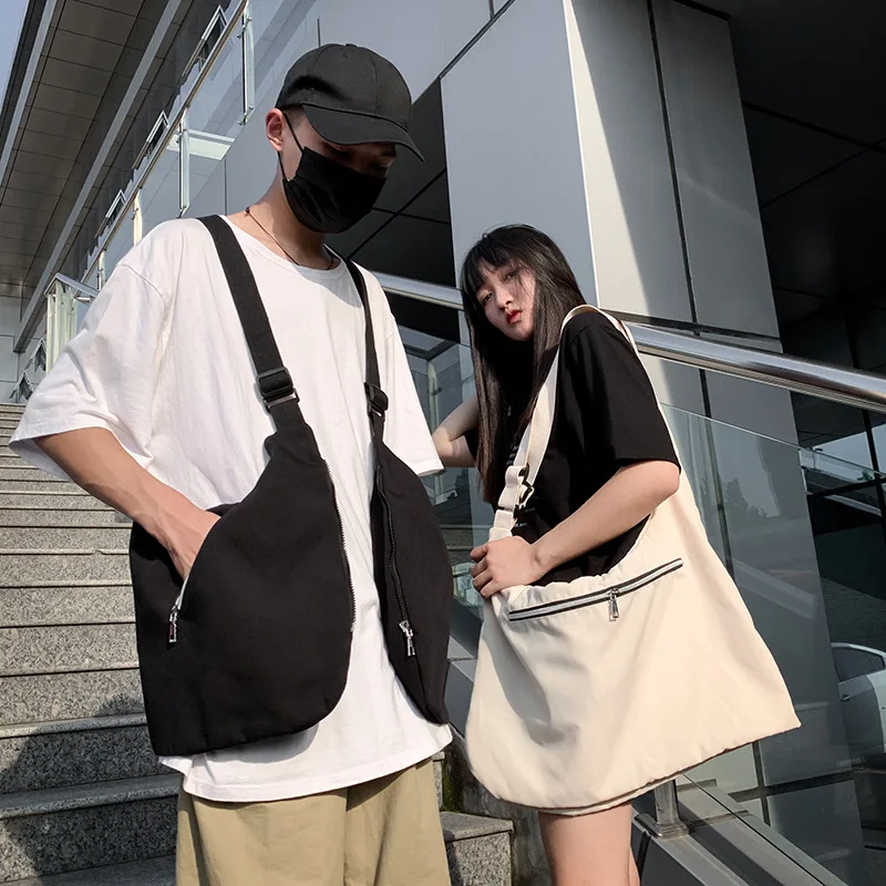 New Workwear Fashion Personal Vest Bag Unisex Ins Harajuku Canvas Retro Multi Functional Vest Crossbody Chest Bag Messenger Bag