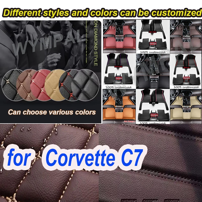 

LUXURY Custom Auto Luxury Leather Car Floor Mat For Corvette C7 2014 2015 2016 2017 2018 Car Mat Full Set