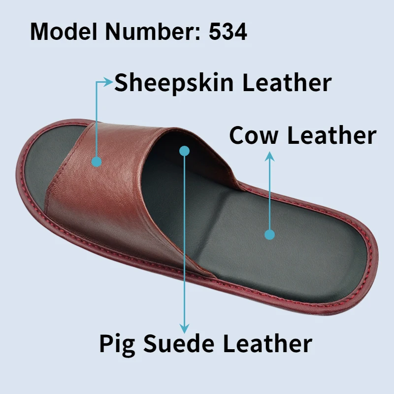 Soft Sheepskin Cow Leather Slippers Homes in indoor slipper summer open toe sandals men women elderly casual single Slides shoes