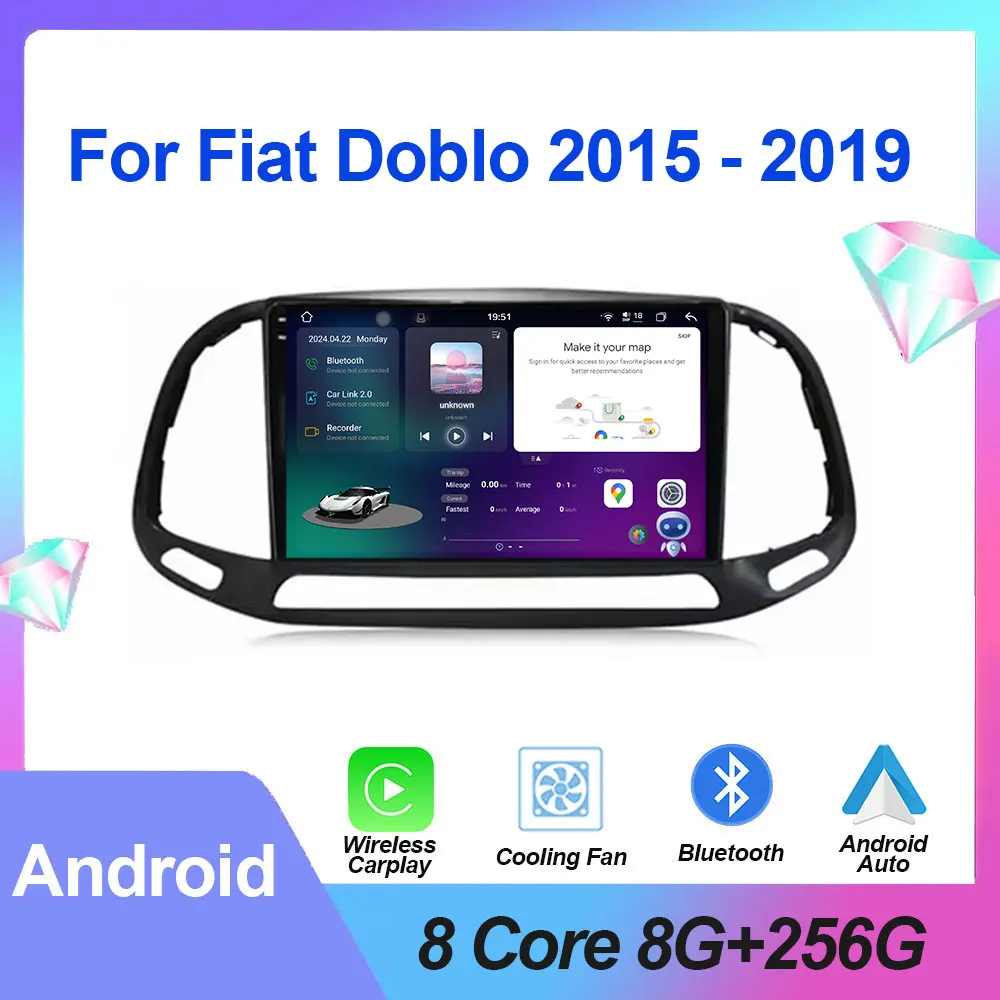 

Автомагнитола Carplay для Fiat Doblo 2015 - 2019 с Android экраном, мультимедийный видеоплеер, навигация, стерео, GPS, DSP, 4G, Wi-Fi, BT