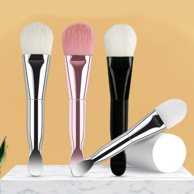 コンシーラーブラシ フラットソフトヘアブラシ フェイスマスクアプリケーター 小さなメイクツール スキンケア用品 ダブルヘッドシリコンブラシ