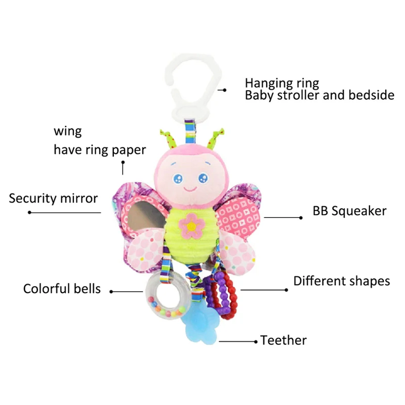 Soft Animal Ring The Bell Toy Children Sleep Companion Give Baby Long Time Companion Cartoon Toys Take Exercise Finger Grip Toys