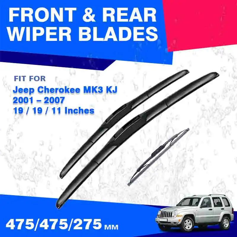 

Передние и задние щетки стеклоочистителя для Jeep Cherokee KJ MK3 Liberty Sport 2001-2007 дворники лобовое стекло автомобильные аксессуары Renegade