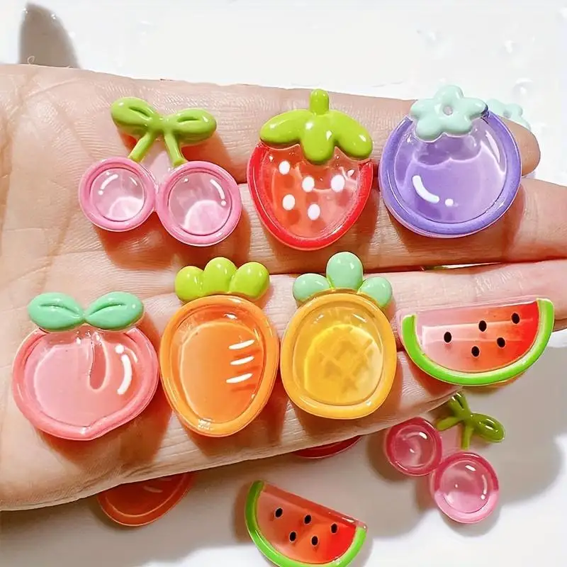 [Accesorios de Resina Vibrantes] 10/20 Piezas de Accesorios de Resina con Forma de Fruta Vibrantes | Decoraciones DIY de Frutas Mixtas con Sandía y Paja