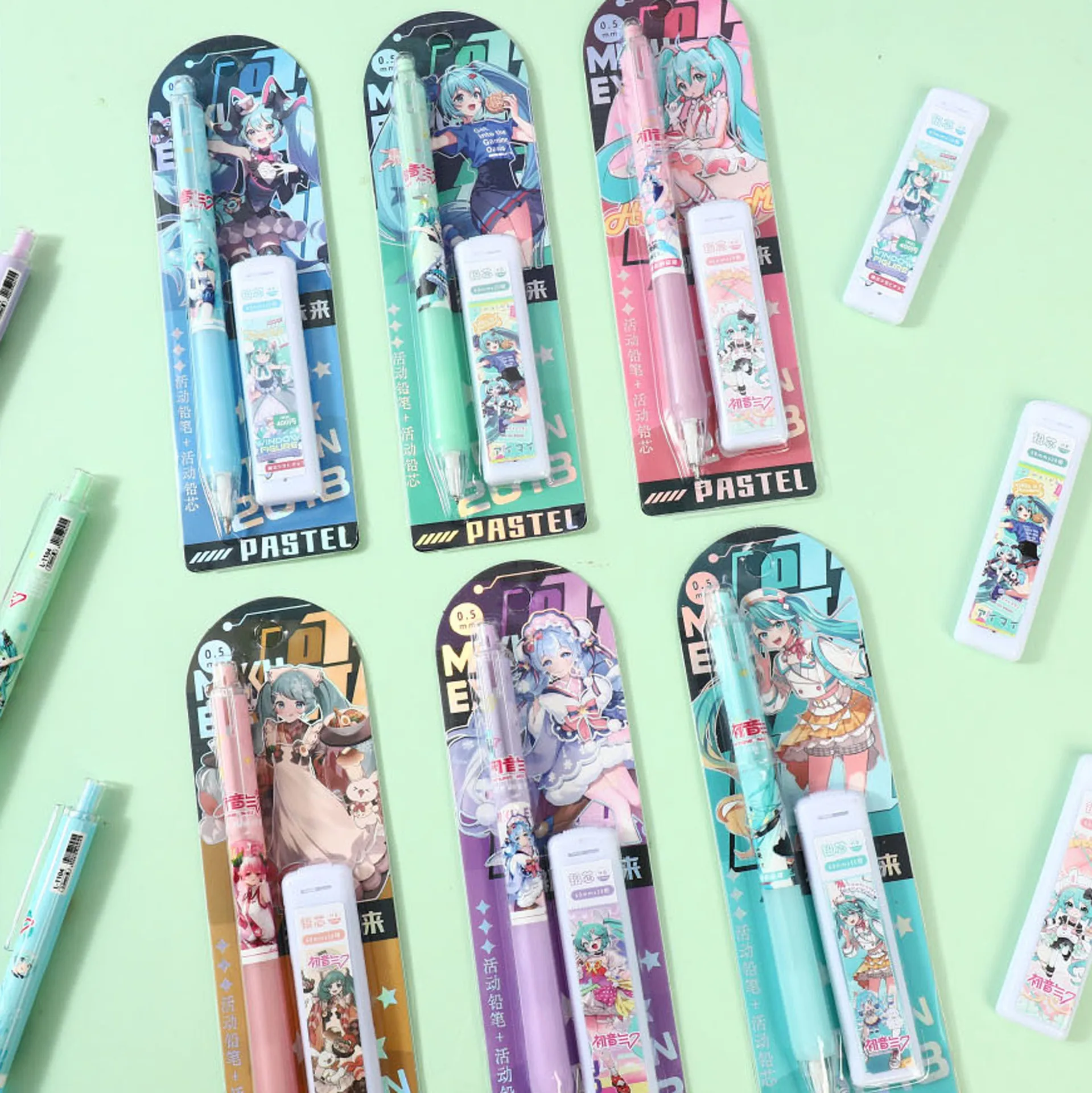 

Hatsune Miku 0.5mm Mechanical Pen Anime Simple Automatic Pen for Students School Supplies Office Accessories Stationery