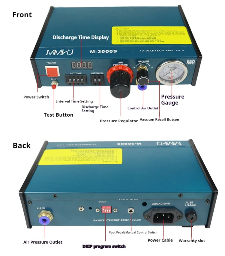 Auto Glue Dispenser Pneumatic Dispensing Controller Flux Solder Paste Liquid Controller Manual Pedal Dispenser