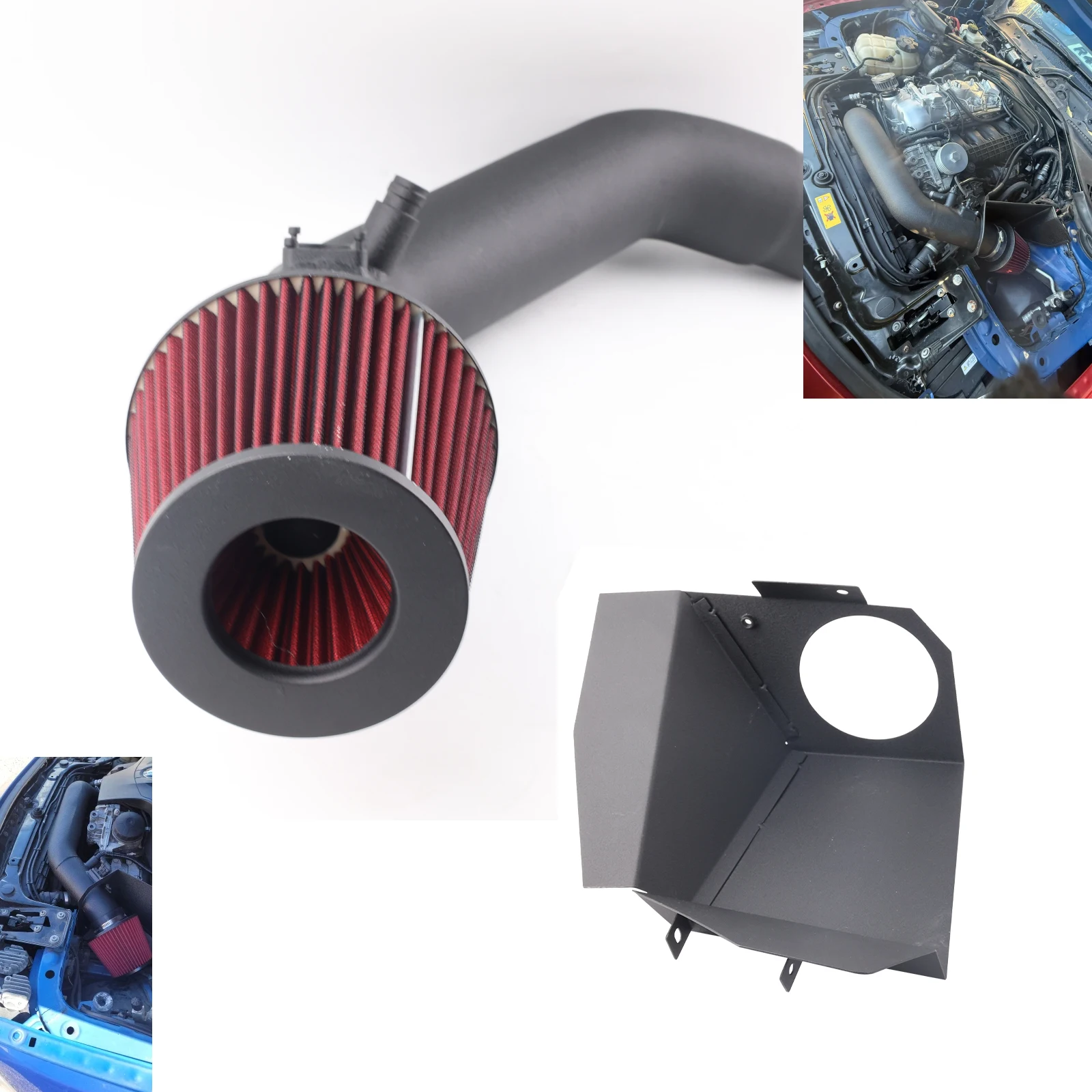 

Air Intake System Parts Pipe Kit + Heat Shield Red For BMW 12-15 335i/14-16 435i M235i /16 M2 N55 3.0L Turbo