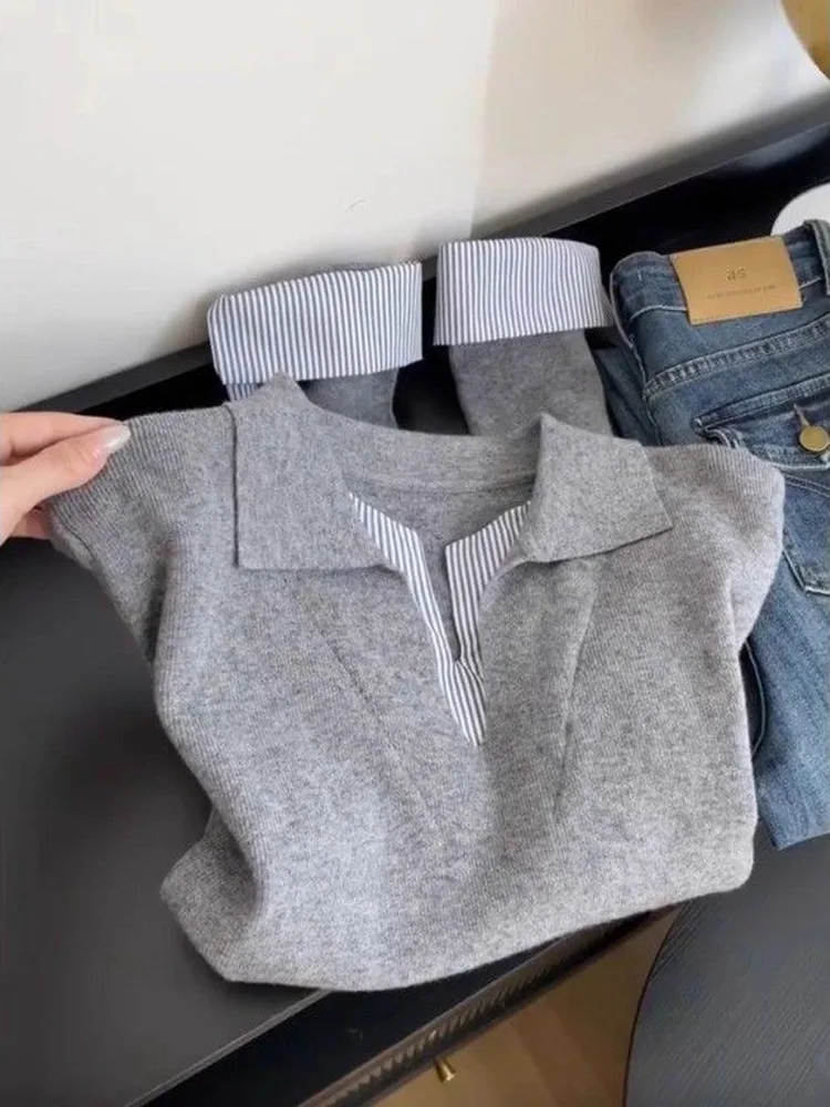 

Новый модный вязаный свитер больших размеров для женщин на осень-зиму: универсальный трендовый топ для повседневной носки