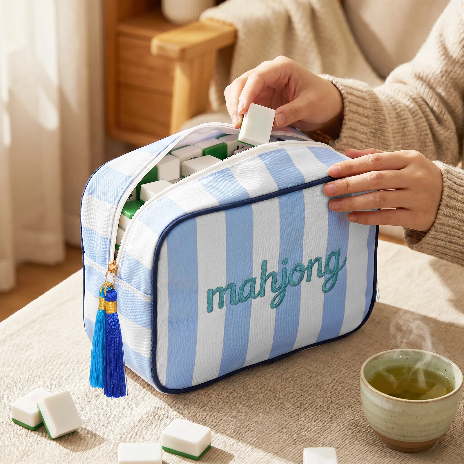 Mahjong Tile Storage Bags Protective Table Game Carrying Organizer Mahjong Carrying Bags For Outdoor Travel
