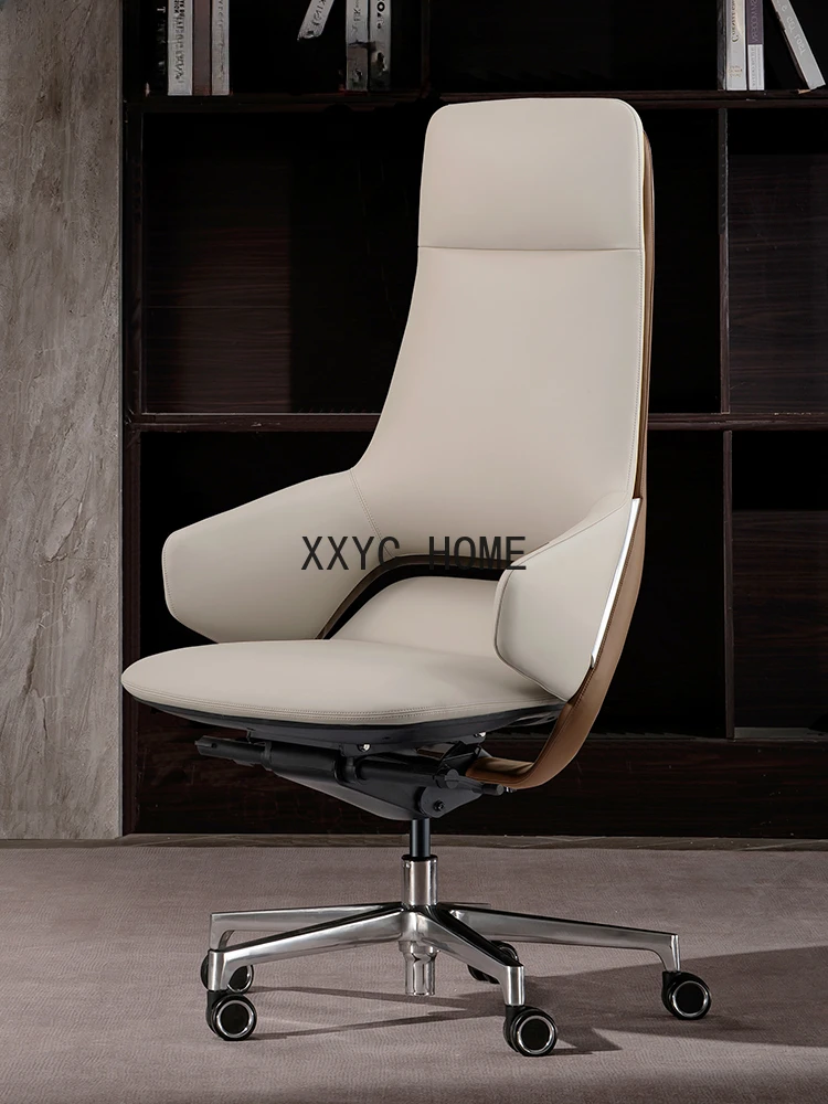 Leather Boss Office Chair Home Study Computer Chair Comfortable President Swivel Chair Executive