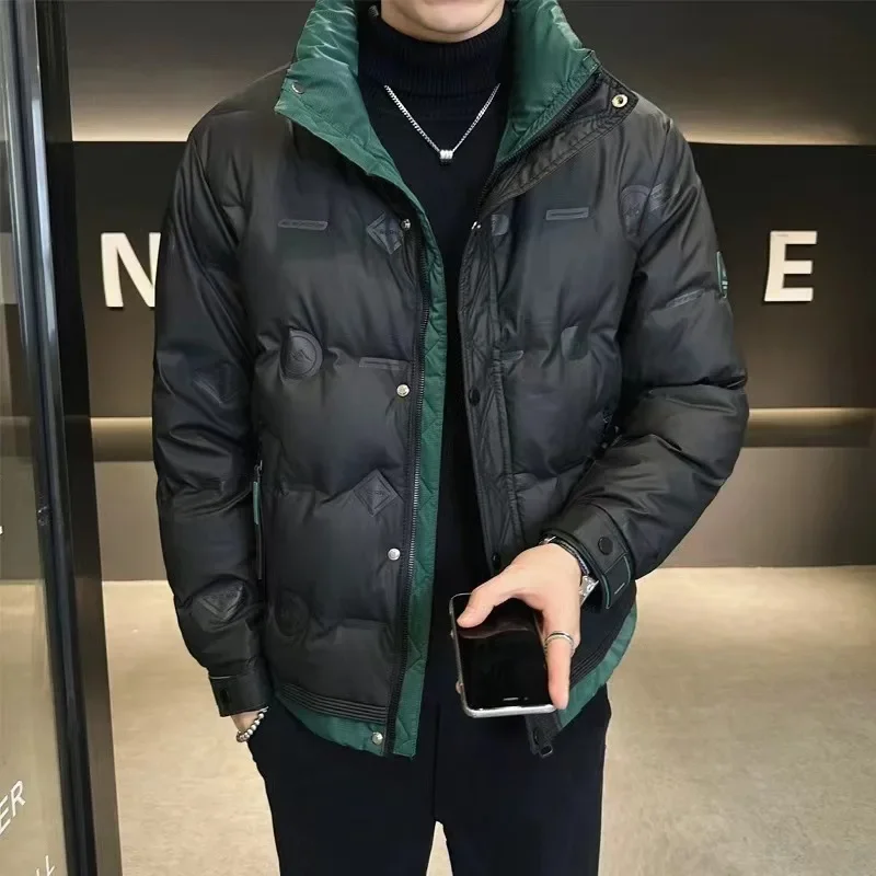 Winter New Trend High-end Warm White Duck Down Patchwork Clothes Winter Men's Coat Windproof Slim Tops Luxury Men's Down Jacket