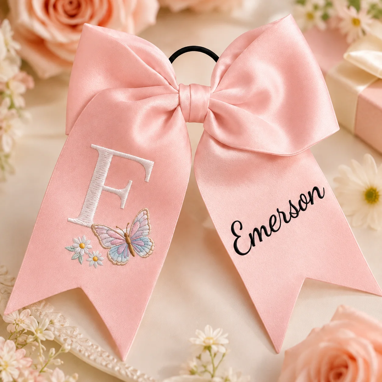 Satin Bow Tie - Lazo para el Cabello Bordado Personalizado,