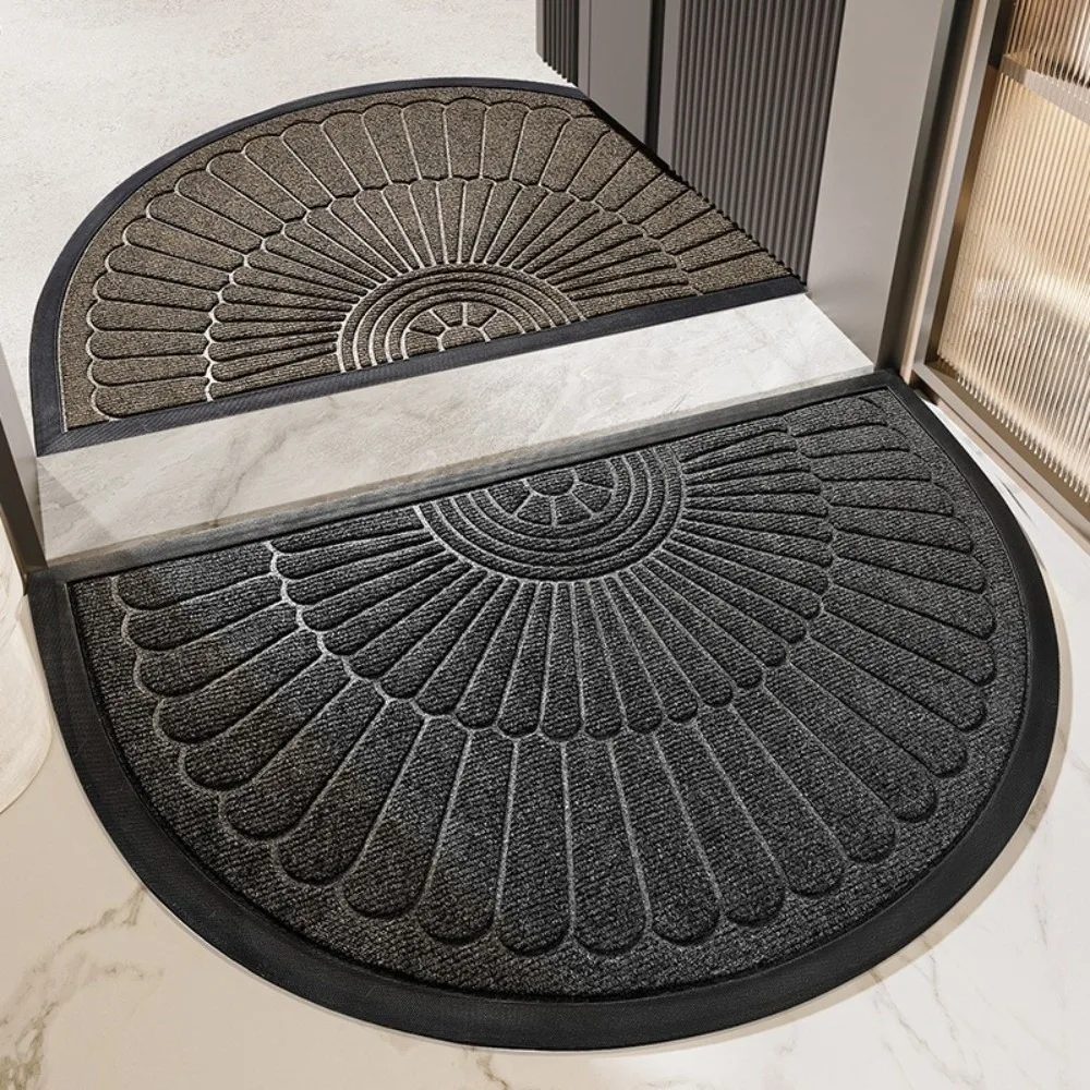 Durable Rubber Half Round Door Mat Wear Resistant Non Slip Semi Circle Mat Easy to Clean Absorbent Entrance Doormat Indoor