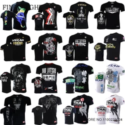 Vszap MMA T Shirt Cotton BJJ Jiu Jitsu Muay Thai Training Tee Shirts Combat Sparring Grappling Kickboxing Boxing Top Jerseys