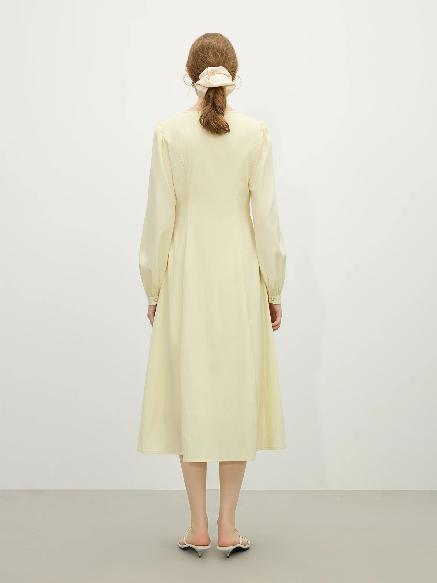 FSLE Office Lady Sweet Stylish Design Dress for Women Spring 2025 Irregular Pleated Long Dress Casual Loose 25FS11290