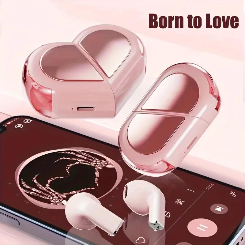 The 2024 New Heart Design TWS Earphone Super-long Endurance For Listening To Music Games Large Capacity Charging Lovers gift