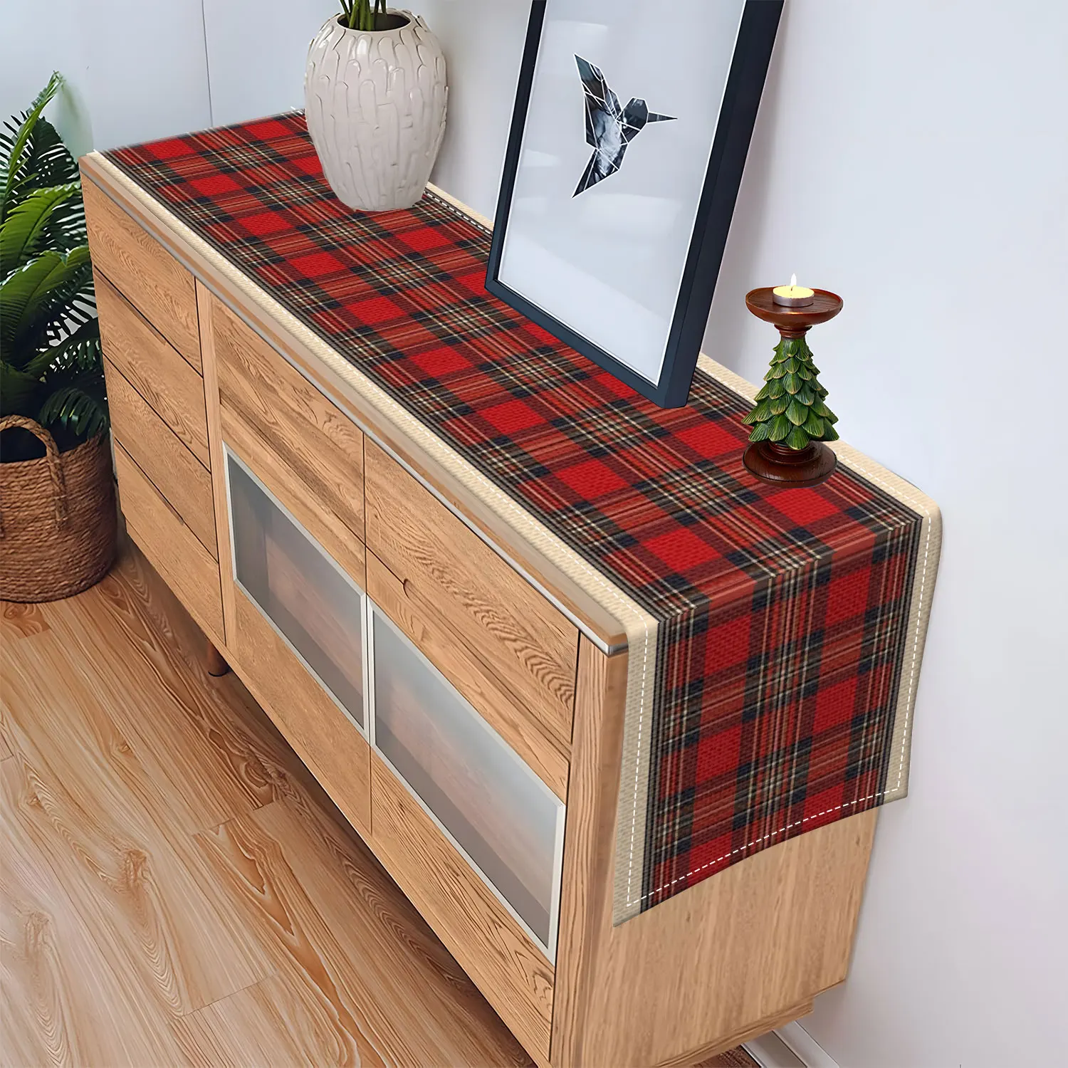 Vintage Plaid Table Runner 1pc, All-Season Versatile, Perfect for Living Room, Dining Room & Celebration  Table Runner Decor
