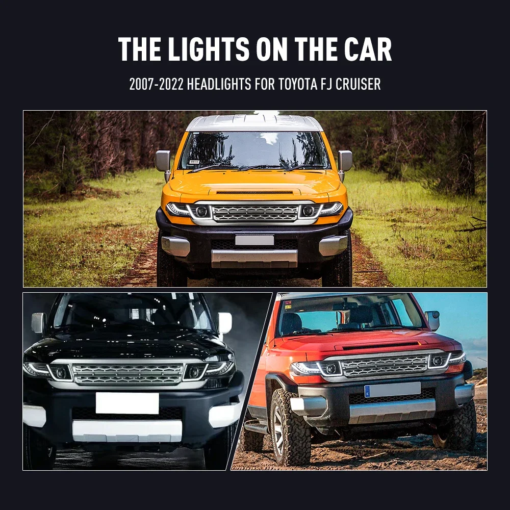 2PCs Auto Styling Kopf Lampe für Toyota FJ CRUISER 2007-2022 LED Scheinwerfer Tagfahrlicht Signal Lampen auto Zubehör