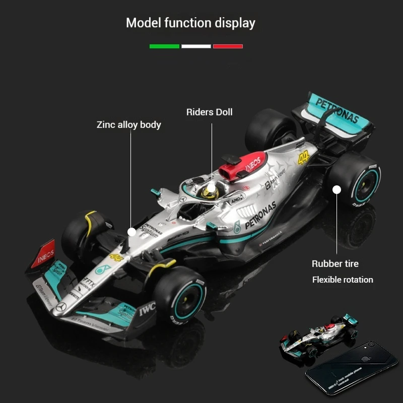 Bruago 1:43 Mercedes Benz W13 F1 Formula Racing Die Casting Alloy Car Model Hobbies Real Collection Ornaments Car Model Toys