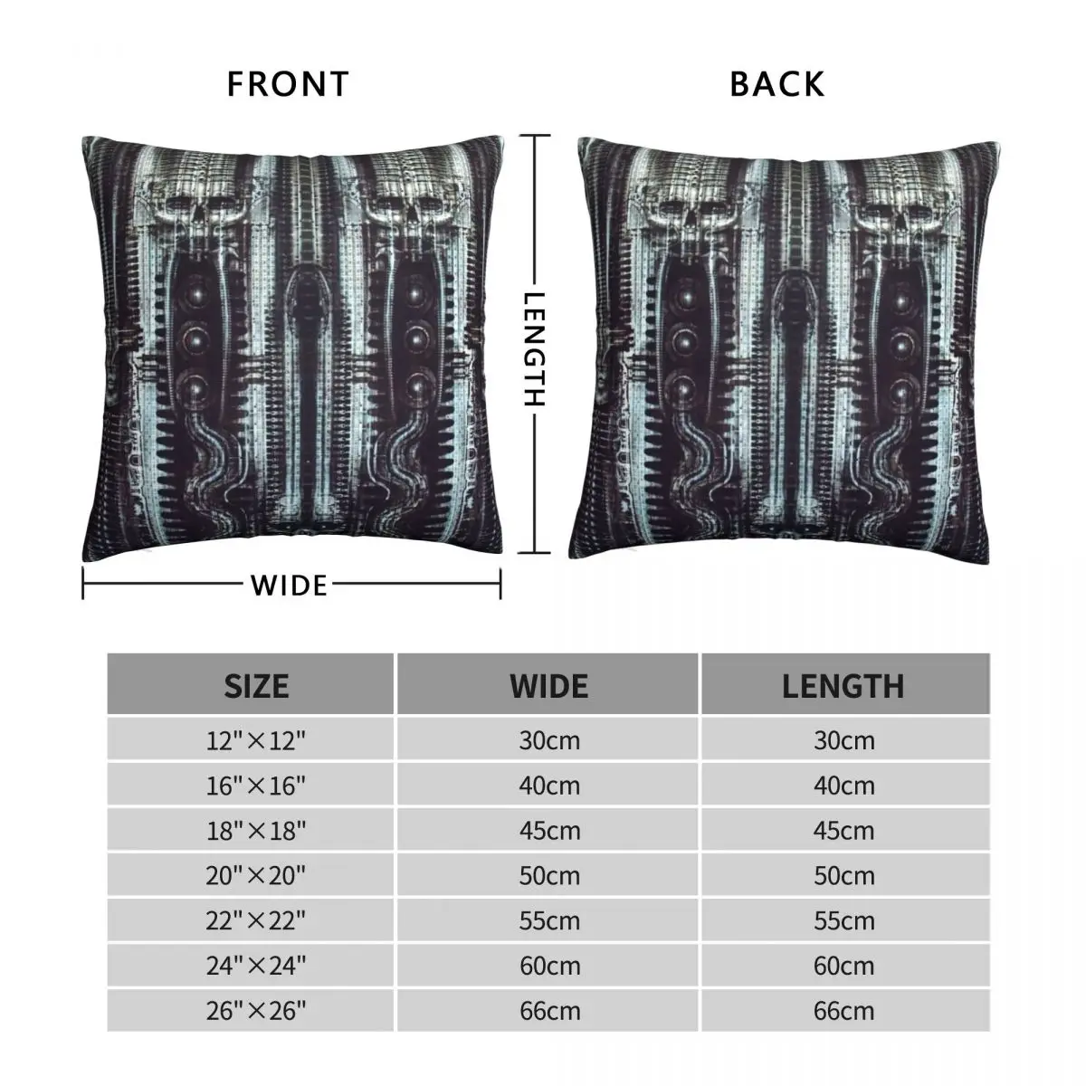 H.R. Giger Pattern Pillowcase Polyester Linen Velvet Creative Zip Decor Sofa Seater Cushion Cover