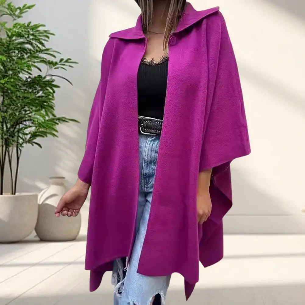 

Women Loose Cardigan Elegant Irregular Hem Women's Cape Jacket with Dolman Sleeves Turn-down Collar Stylish Fall for Dating