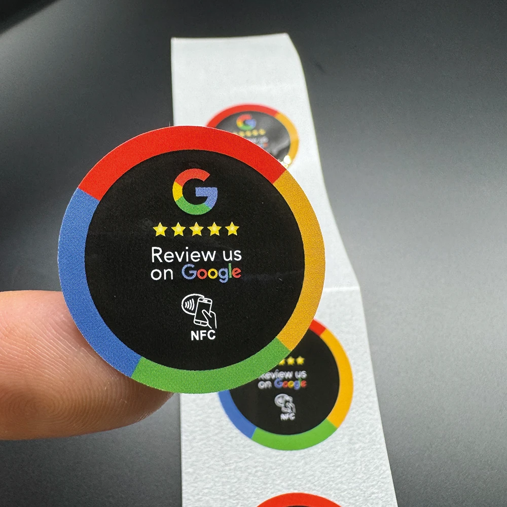 NFC Tags Review Us On Google NFC Tap Review Sticker Tags 30mm Waterproof Google Review Sticker 13.56Mhz NFC215 Adhesive Labels