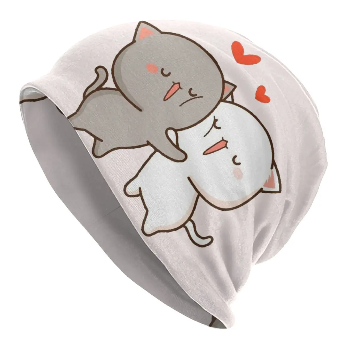 Gorro de Punto Kawaii Mochi Cat Peach And Goma Hug, Gorros Tejidos para Hombres y Mujeres, Estilo Hip Hop, Unisex, para Adultos, Cálidos para Invierno, Gorros Tipo Skullies y Beanies