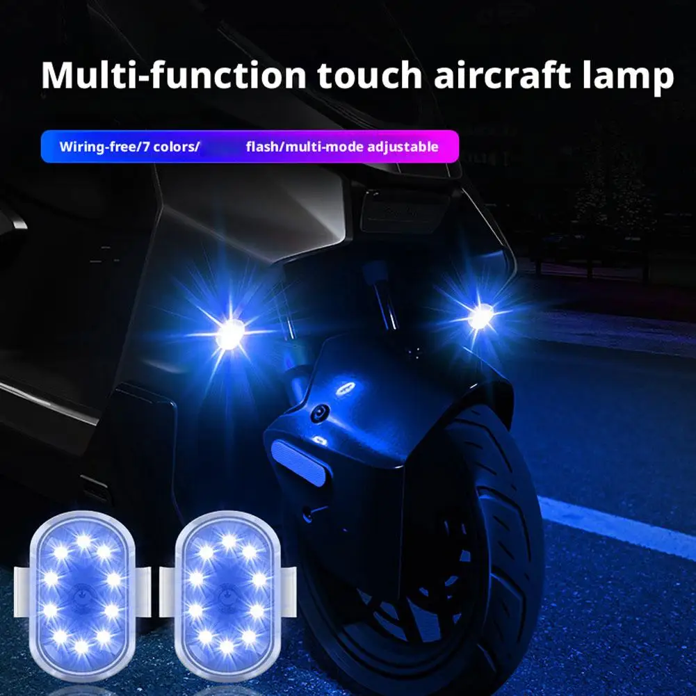 ไฟเตือนแบบสัมผัสไร้สายแบบชาร์จได้ 8 สี สำหรับรถจักรยานยนต์ รถยนต์ ไฟนำทาง LED ไฟแฟลช ไฟสโตรบ ไฟนำร่อง