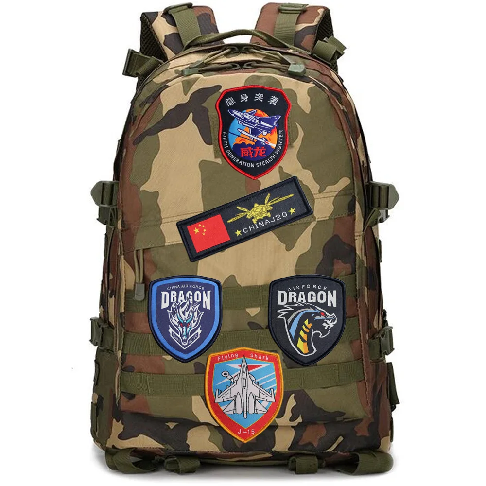 J-20 Flying Armband Woven J20 Tactical Backpack with Morale Army Fans With Backpack Hook and Loop Patches for Clothing