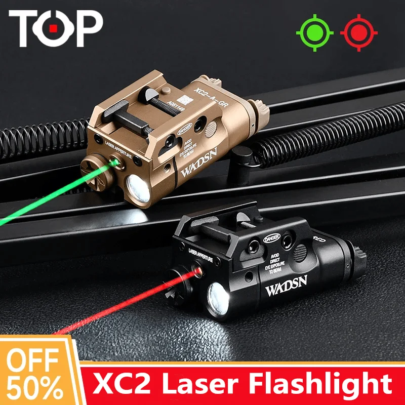 WADSN Tactical XC2 Metal Hanging Flashlight Red Green Laser Fit 20mm Picatinny Rail Glock 17 18 19 Pistol Outdoor Hunting Light