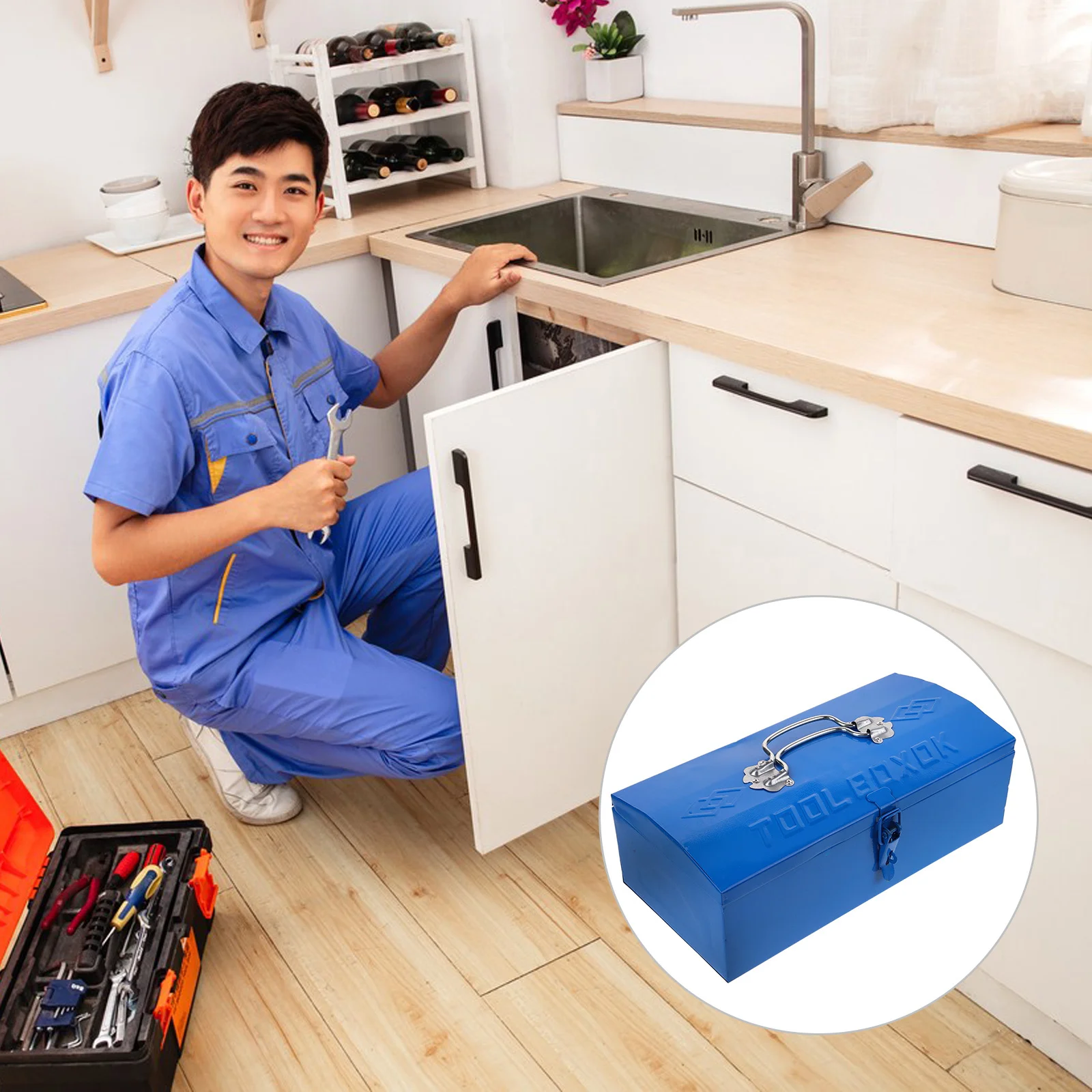 

Lockable Small Toolbox Portable Iron Tool Storage Box Handheld Tools Organizer Travel Carrying Box Toolbox Small Tool Case