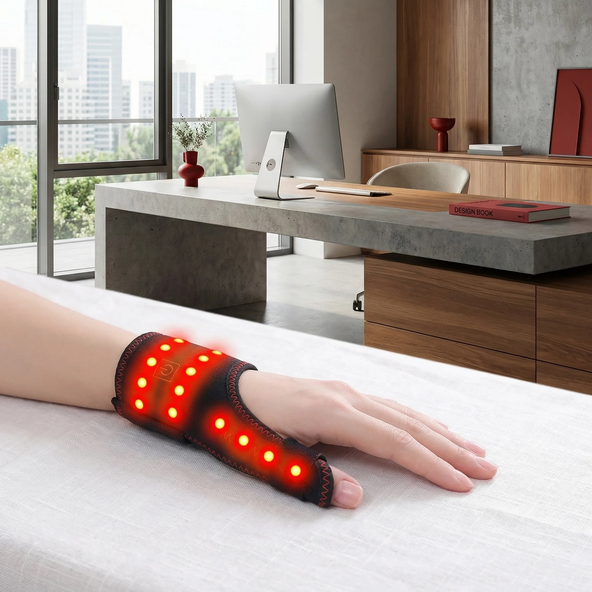 

Red Light Electric Heating Wrist Guard Vibration Massage 3 Levels Compress Wrist Brace Protector Wrap Rechargeable Heating Wrist