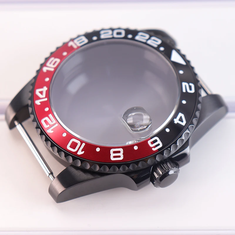 40mm Schwarzes Uhrengehäuse Saphirglas für Seiko NH35 NH36 NH34 NH38 ETA 2824 Miyota 8215 Uhrwerke 28,5mm Zifferblatt GMT Zweifarbige Lünette – Detail 5