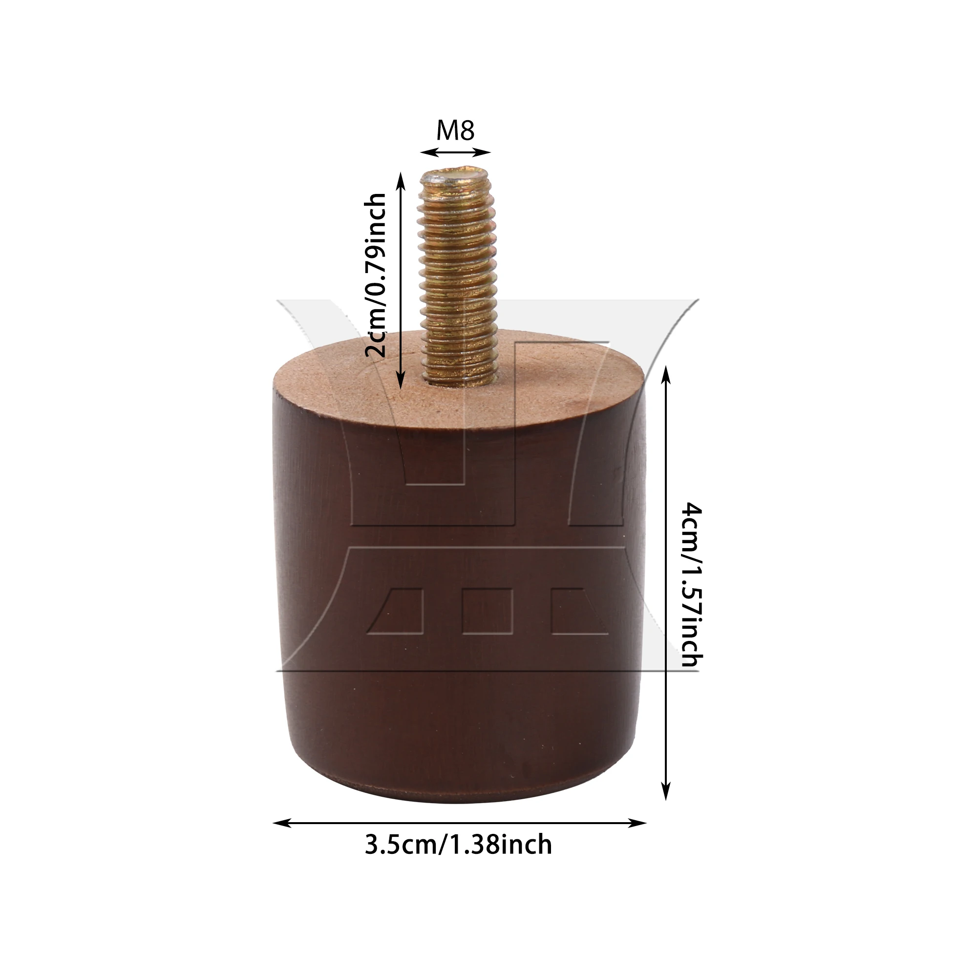 4 peças de pernas de móveis marrons para cadeira, sofá, cama, mesa, 1,5x1,38 polegadas