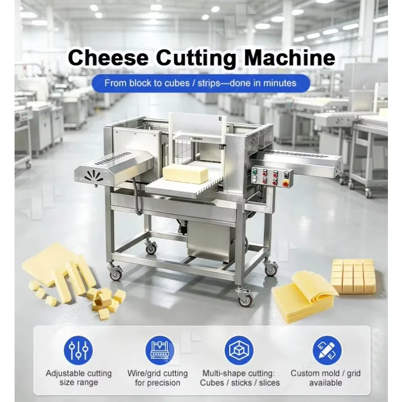 Automatic Cutter Machine Cut Mozzarella Dicing Cheese Cutting Equipment Cortadora De Queso Industrial