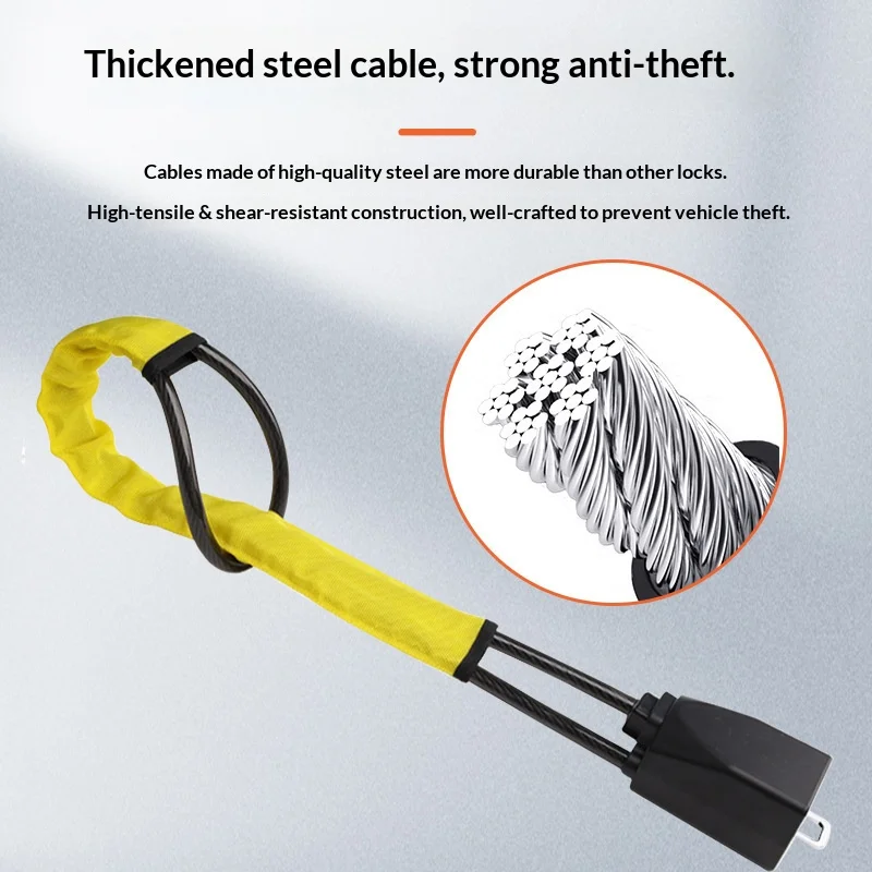 Newly Launched Popular Car Steering Wheel Lock for Parking and Anti-theft Safety Buckle Lock Steel Wire Rope Steering Wheel Lock