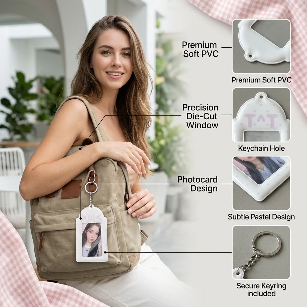 Cute Cartoon Photocard Holder PVC Card Sleeve Photo Display Protector for Kpop Idol Card School Bag Pendant Keychain