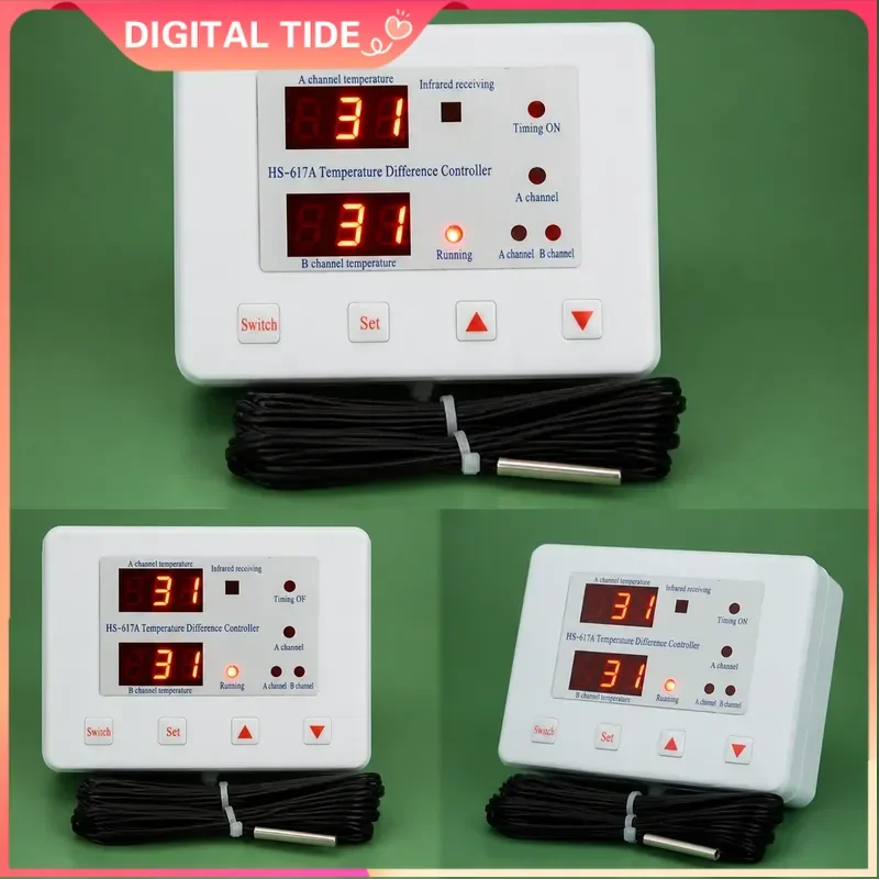 Solar Hot Water Return Temperature Difference Controller Circulating Pump Digital Display Adjustable 617A
