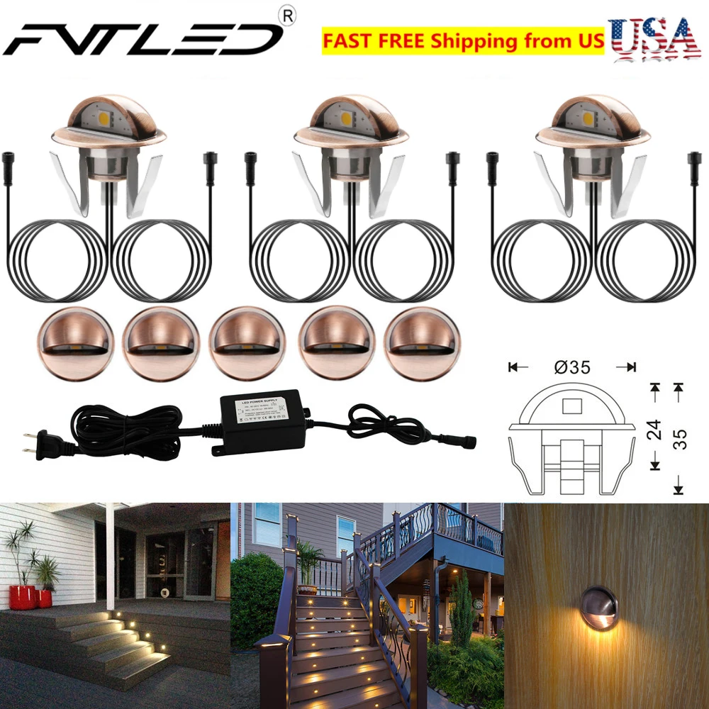 10Pcs/Set FVTLED Led Lights Coppering Half Moon Underground Lamp Deck Step Fence Light Outdoor IP65 Waterproof Wall Sconce Light