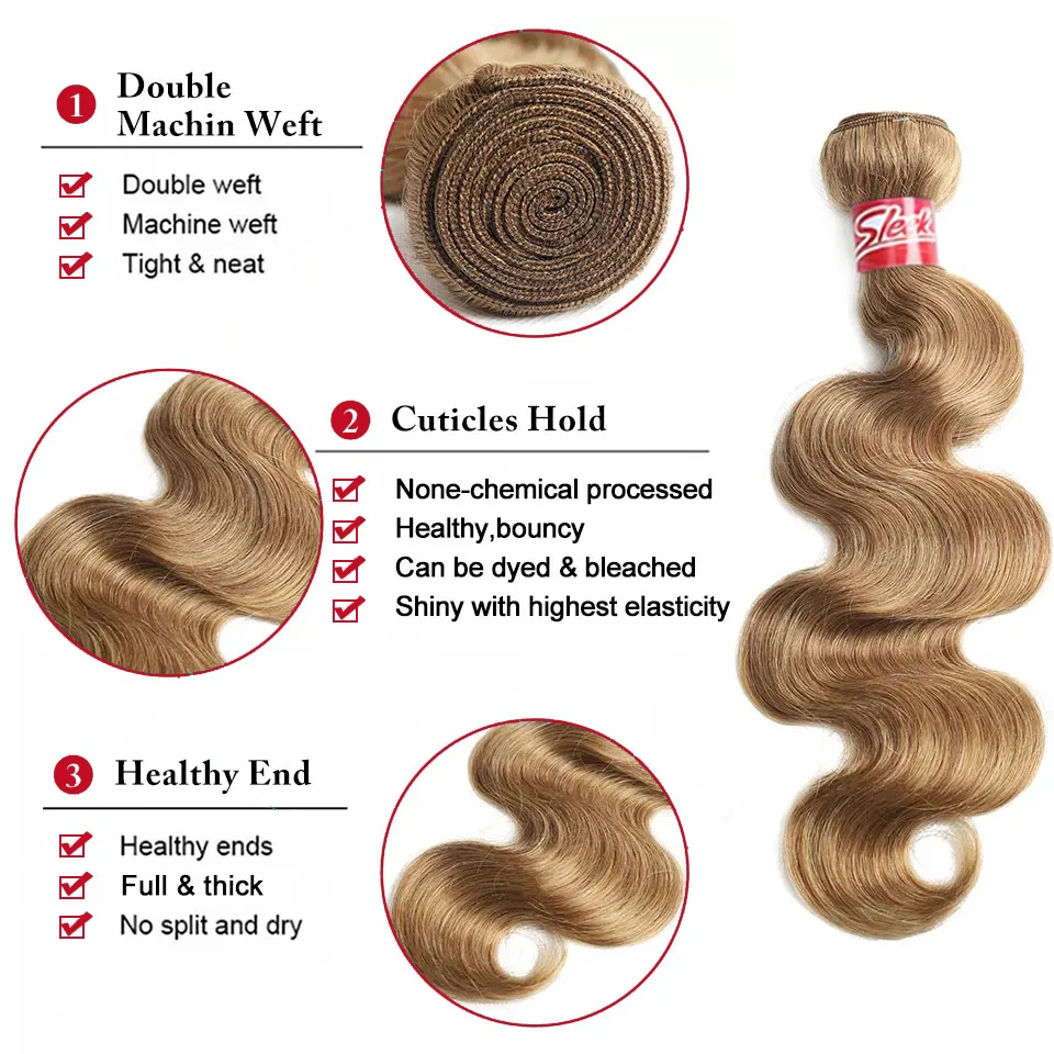 Schlanke blonde 27 farbige Menschenhaar brasilia nische Körper welle naturre remy Menschenhaar Bündel 8 bis 26 Zoll von 1/3/4 Haar verlängerungen verkauft