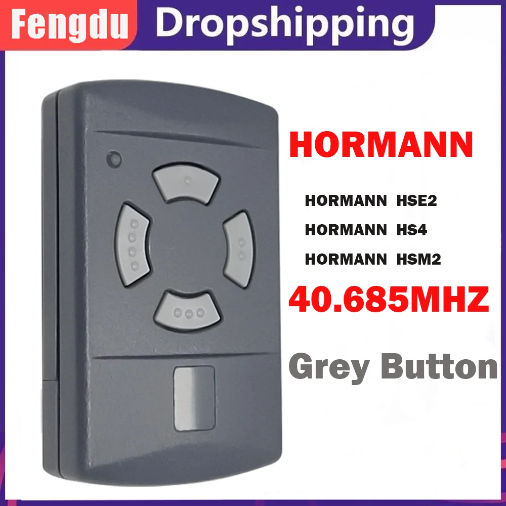 40.685MHz Hormann HSM2 HSM4 HSE2 HS2 Garage Door Opener Remote Control 4 Channel Grey Button 40MHZ Handheld Transmitter
