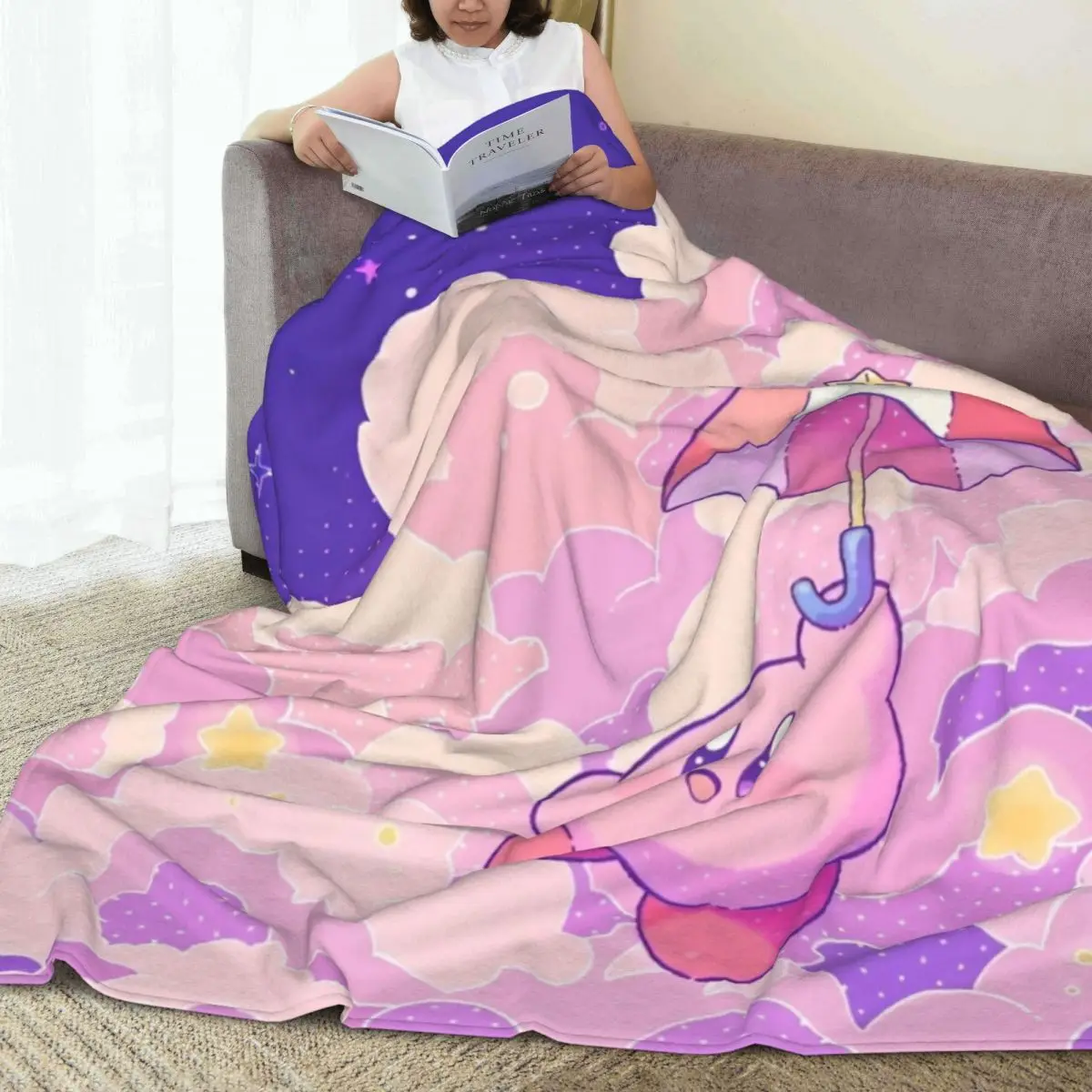 Cute Kawaii Kirbys Knitted Blankets Fleece Cartoon Soft Throw Blankets for Bedroom Sofa Bed Rug
