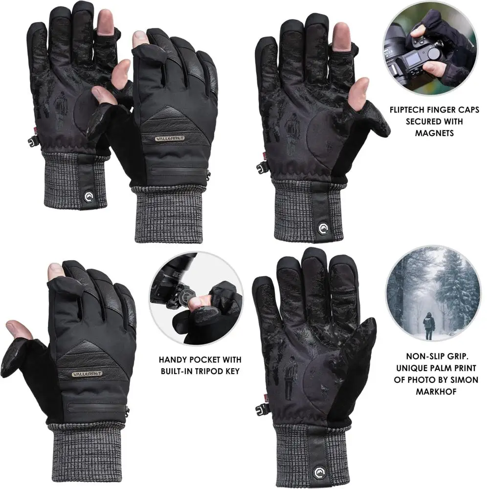 

Перчатки для фотосъемки с магнитными накладками FlipTech, черные, профессиональная версия 3, для повышенного захвата и комфорта.