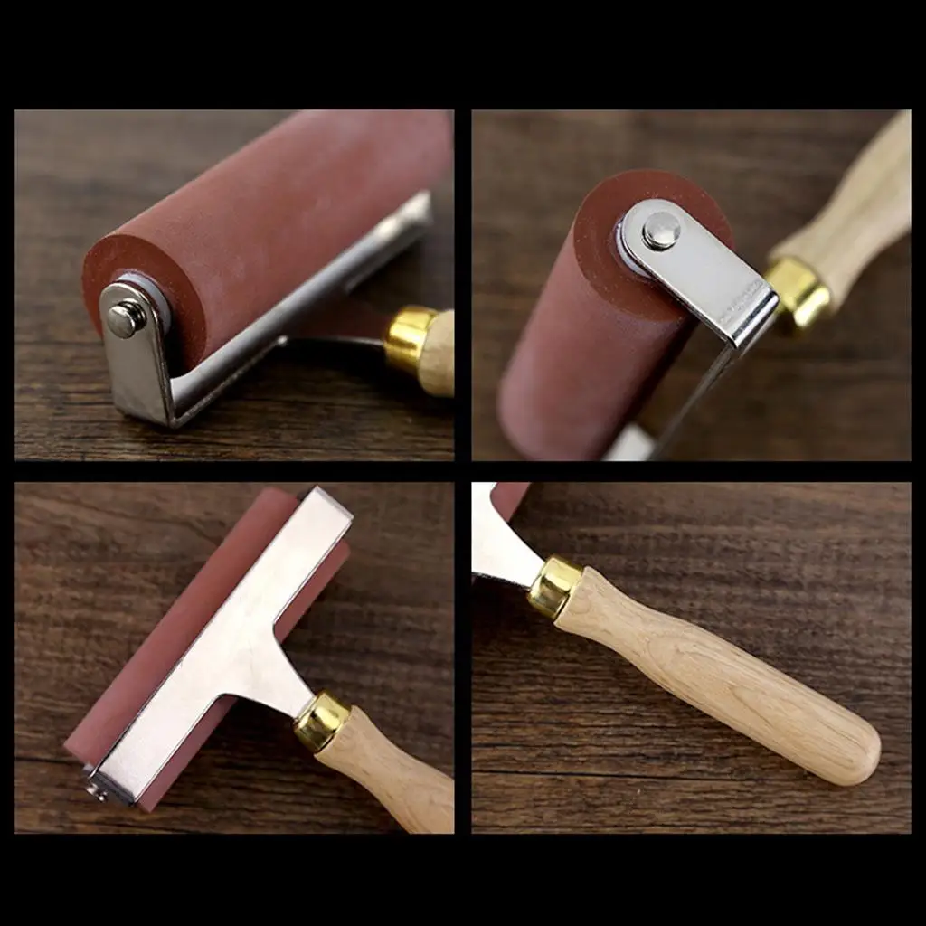 Heavy Duty Soft Rubber Roller W/ Handle, Ink Roller Brush for Printing Print