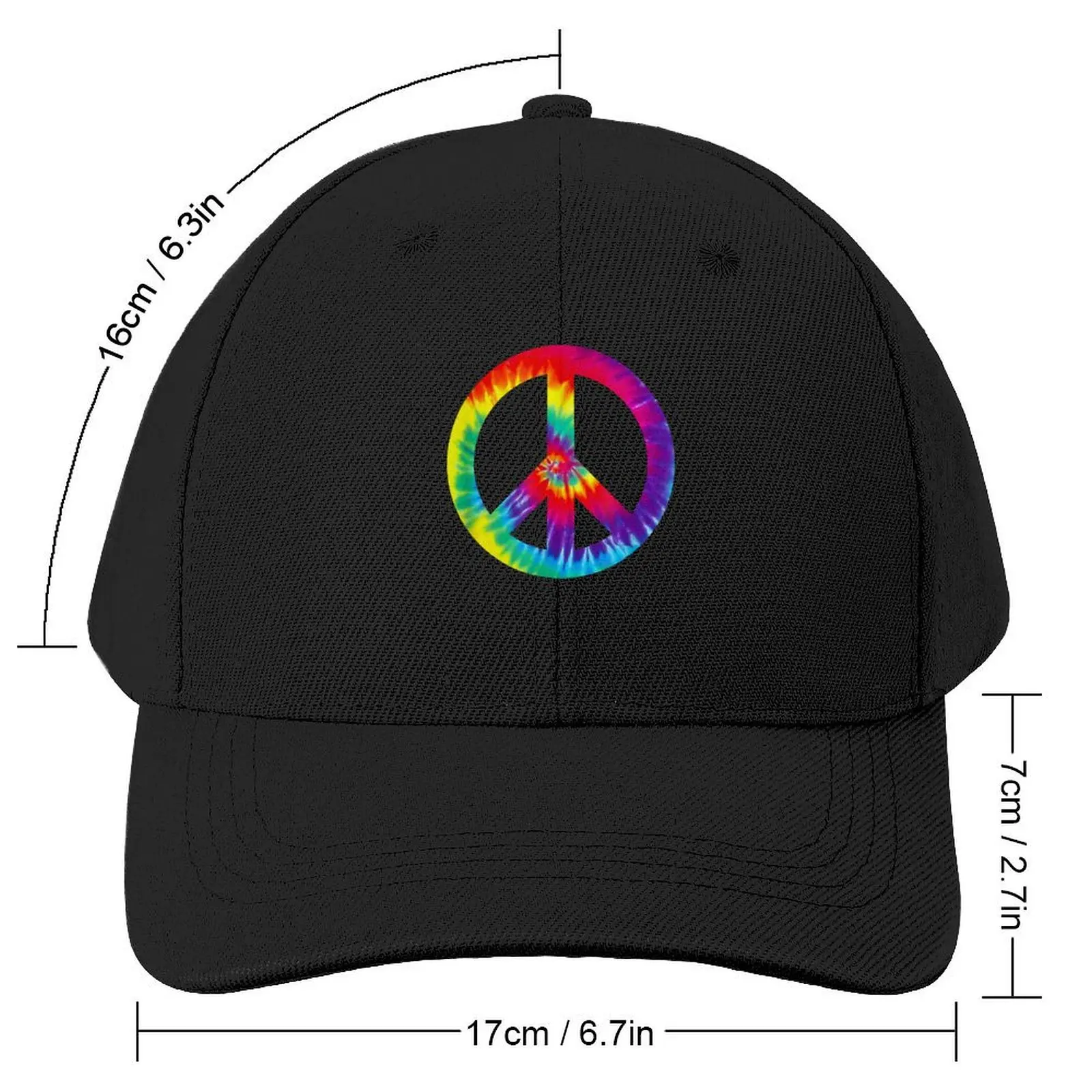 Peace Sign Symbol Tie Dye 60s 70s Hippie Costume Baseball Cap Christmas Hat Snapback Cap Caps For Women Men's