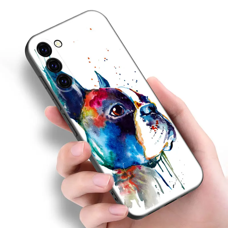 French Bulldog dog animal Black Silicone Phone Case For Samsung Galaxy S23 S21 S20 FE S24 S22 Ultra S10E S10 S9 S8 Plus image 3