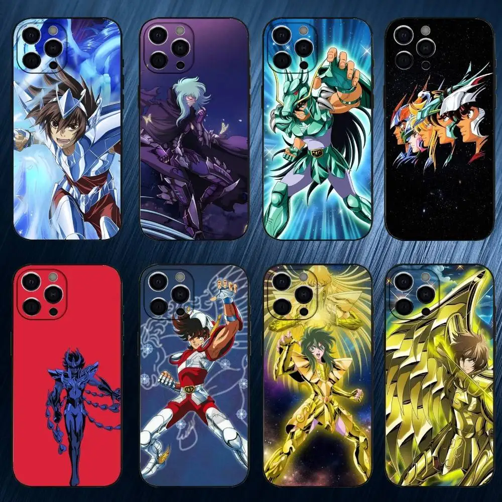 

Saint Seiya Phone Case For iPhone 17,16,15,14,13,12,11 Plus,Pro Max, Black Silicone Cover