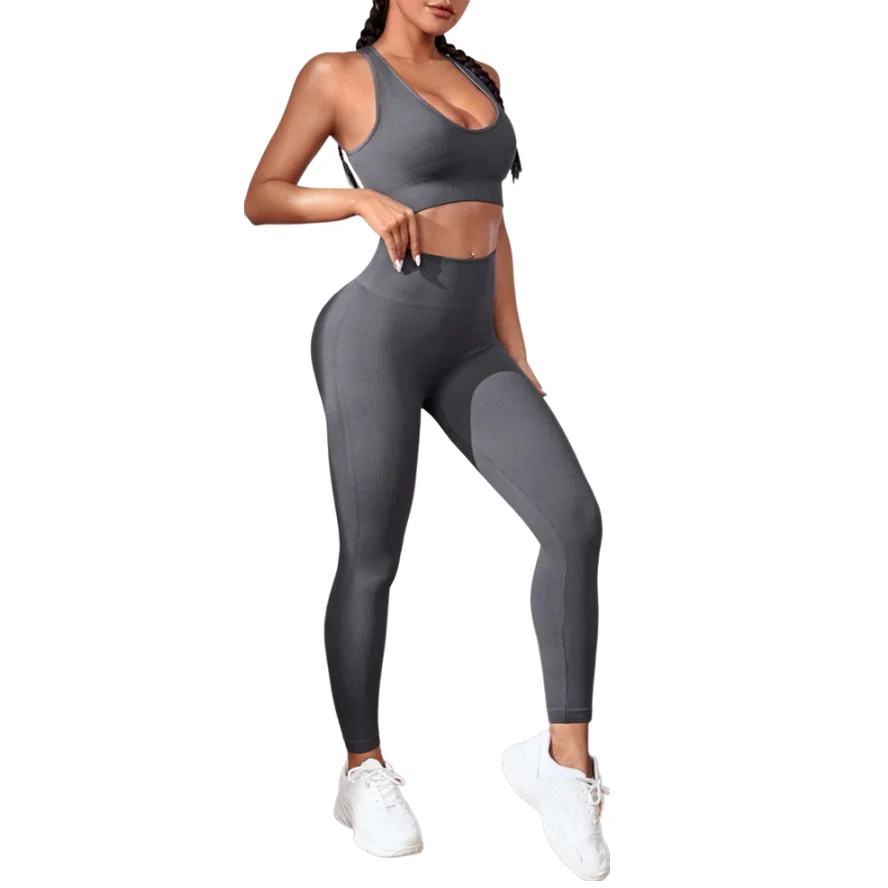 Sports Yoga Suit Women Bra Tank Tops Pants Two-piece Set Gym Running Fitness Nylon Wicking Quick-dry Training Set Female Clothes